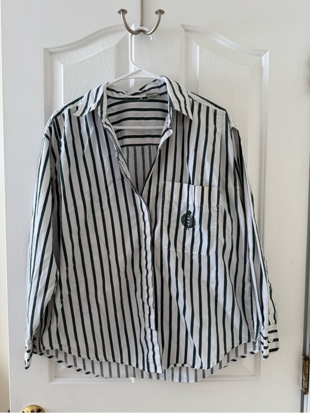 Striped Button-Up Shirt with Chest Pocket